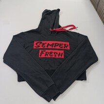 Semper Fresh Women's Black Drawstring Pullover Cropped Hoodie Sweatshirt Size XL image 14