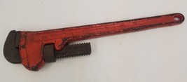 Vintage Rigid Heavy Duty Pipe Wrench Ridge Tool Co Elyria Ohio USA 18&quot; Red - £15.41 GBP