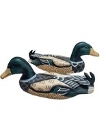Rustic Vintage Wood Duck Decoys Set of 2 Hand Carved Painted Glass Eyes ... - $731.94 MXN