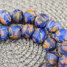 Vintage GLASS Floral glass Beads / Beaded long Necklace 19-18mm - $1,136.61 MXN