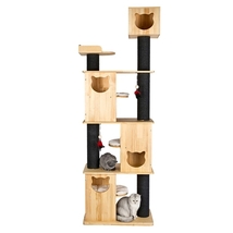 245 cm Cat Tree Tower Large Cats Wood Cat Condo Climbing Frame Natural Cat Tree - £458.74 GBP