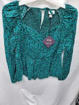 Womens Black/ Green Floral Sweetheart Peplum Top Ava & Viv Plus Size 1X (14W) image 2