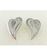 LAUREL BURCH &quot;Bird Hearts&quot; Silvertone EARRINGS - Signed - FREE SHIPPING - £19.55 GBP