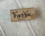 Stampin&#39; Up! &quot;Thank You&quot; Outlined Print 1996 Rubber Stamp Wood #J51 - $9.49