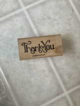 Stampin&#39; Up! &quot;Thank You&quot; Outlined Print 1996 Rubber Stamp Wood #J51 - £7.58 GBP