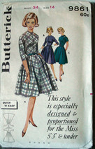 Vintage 1950-60s Pattern 9861 Misses petite Dress 34&quot;bust  - $6.99