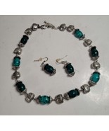Beaded Necklace Adjustable Length Matching Pierced Earrings Turquoise Color - $18.00