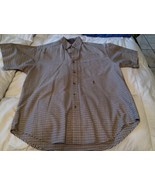 Vintage Tommy Hilfiger Shirt Mens Smal Brown Plaid Button Down Short Sleeve - £13.25 GBP