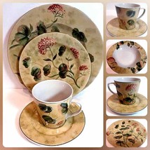 ASIAN ANTIQUE 5 Piece 222 Fifth PTS Place Setting for 1 Stoneware Geranium - $43.56