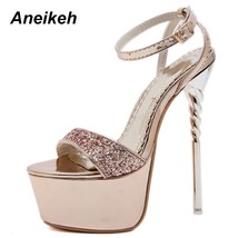 Sequined Cloth Fashion Summer Thin High Heel Sandals Party Shallow Pointed Toe S - £41.90 GBP