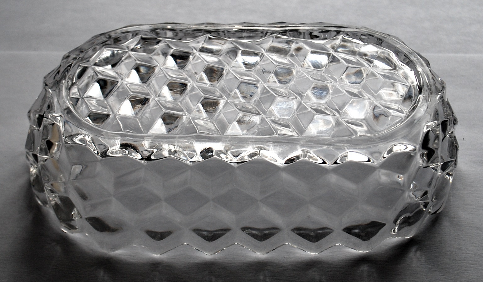 Fostoria American Clear Oval Olive Relish Dish Pressed Pattern Glass Cube Item image 3