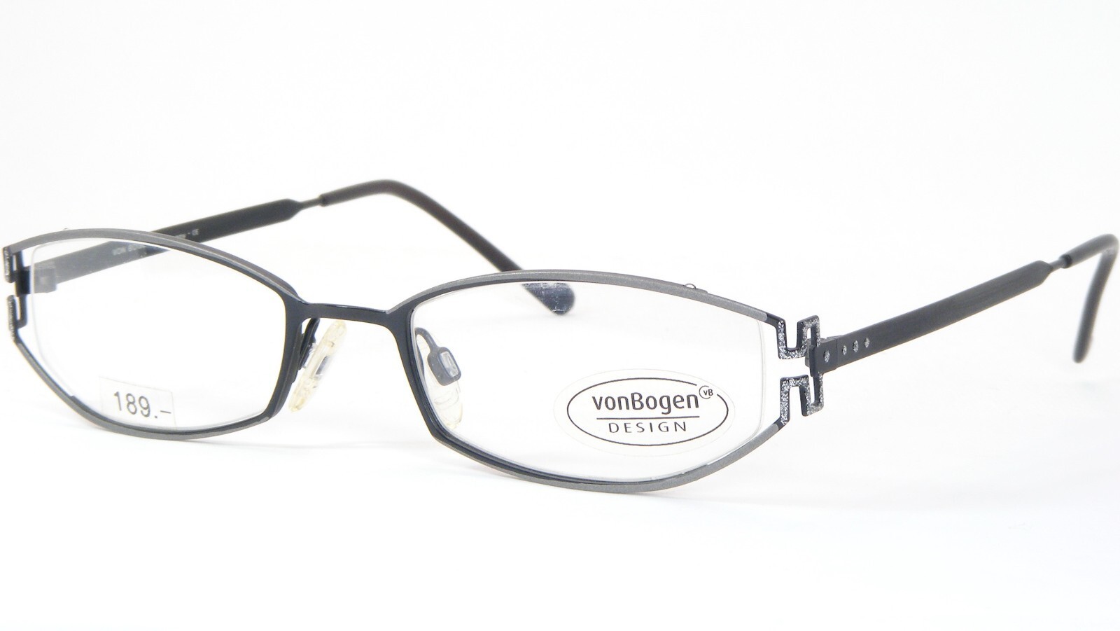Von Bogen Vb 444B Negro/Gris/Plata Único Raro Gafas vonBogen 50-20-140 - $115.66