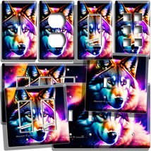 Colorful Celestial Star Wolf Light Switch Outlet Wall Plate Wild Nature Hd Decor - £9.50 GBP+