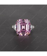 10.00 Ct Radiant Cut Pink Topaz Three Stone Wedding Ring 14K White Gold ... - £144.04 GBP
