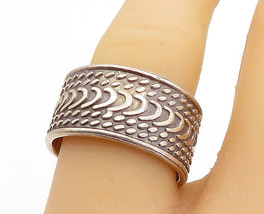 MEXICO 925 Silver - Vintage Dark Tone Etched Pattern Band Ring Sz 8.5 - RG5298 - £40.31 GBP