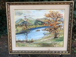 Faige Johnson Original 1965 Landscape Mid Century Modern Oil On Canvas Oregon - £335.72 GBP