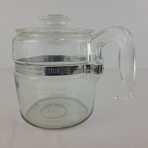 Pyrex Coffee Pot 6 Cup Flameware Glass 7756 B With Lid 7756 C Vtg MCM - $18.95