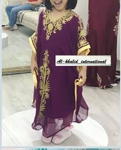 New Georgette Wedding Maxi Stylish Kids Moroccan Kaftan Dress Long Gown - $72.05