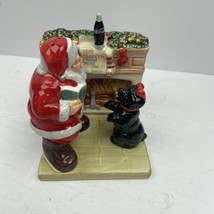 Coca-Cola Holiday Portraits Salt &amp; Pepper Shakers - Santa with Dog in box - £11.08 GBP