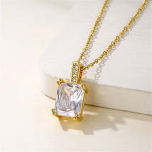 Princess-Cut Crystal &amp; Cubic Zirconia 18K Gold-Plated Pendant Necklace - £11.18 GBP