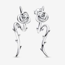 2024 Release 925 Sterling Silver Rose in Bloom Curved Stud Earrings 293214C00 - £14.31 GBP
