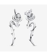 2024 Release 925 Sterling Silver Rose in Bloom Curved Stud Earrings 2932... - £14.42 GBP