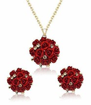 Floral Necklace Set with Earrings for Women and Girls Gold Plated Jewelry - £14.46 GBP
