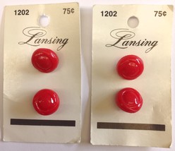 Lot 4 Lansing Buttons Red Size 9/16 inch Style 1202 Vintage 1970s 1980s ... - $5.99