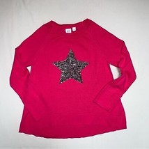 GAP Pink Flippy Sequin Star Shirt Girl’s M Top Long Sleeve Sweater - £9.49 GBP