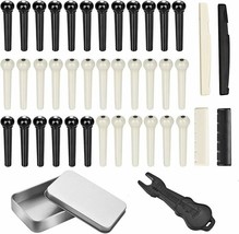 Acoustic Guitar Bridge Pins Ivory Black 36-Pack Bridge Pin Puller Remove... - $297.78 MXN
