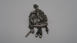 Vintage LCD Pewter Colored Female Golfing Brooch Pin 6.2cm - £15.57 GBP