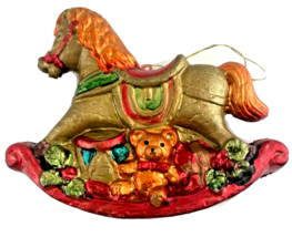 A Holiday Tradition Christmas Ornament Rocking Horse Hand Painted  - $92.12 MXN