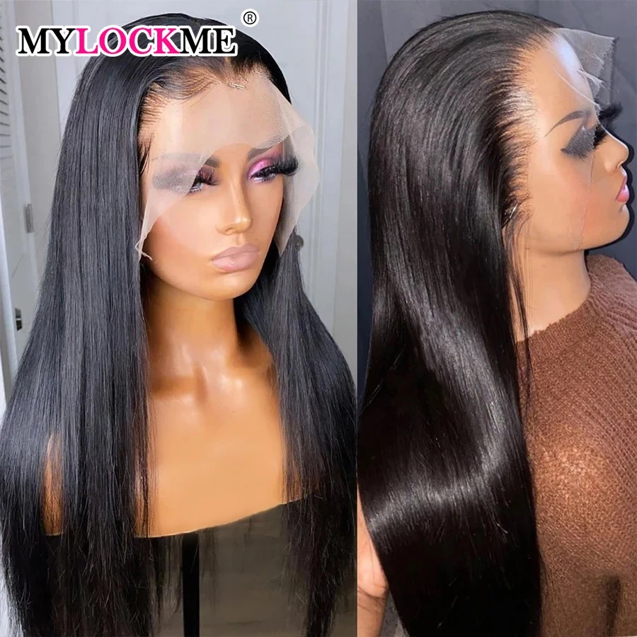 13x6 Bone Straight Human Hair Lace Frontal Wig 5x5 Glueless Lace Wigs For Wom - £44.40 GBP+