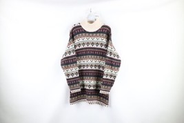 Vtg 90s Streetwear Womens M Wool Blend Knit Rainbow Fair Isle Turtleneck Sweater - £47.16 GBP