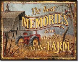 Farm Memories Best Farming Tractor Cabin Vintage Wall Decor Metal Tin Si... - £17.57 GBP