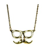 MUSTACHE AND GLASSES NECKLACE Movember Handlebar Moustache Charm Pendant... - €2,59 EUR