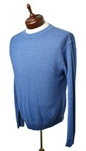 Tricots St Raphael Blue Textured Pima Cotton Crewneck Pullover Sweater - Men&#39;s L - £23.10 GBP