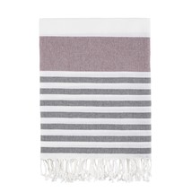 Bello Turkish Towel Ferzan Burgundy Black, Handwoven Peshtemal, 39 x 66.... - $27.95