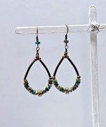 African Turquoise Gemstone w/Copper Tubes Boho Teardrop Earrings - $11.30