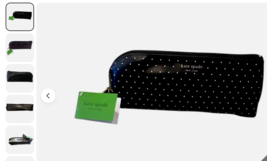KATE SPADE NEW YORK BLACK POLKA DOT PENCIL CASE/MULTI-USE BAG, NEW WITH ... - €19,39 EUR