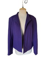 Louben Open Front Purple Wool Cashmere Blazer Jacket Coat Women’s 12 Large - £42.88 GBP
