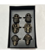 Rachel Zoe Skull Napkin Rings See Hear Speak No Evil Dark Metal Spooky 2... - $506.45 MXN