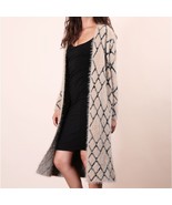 Taupe Black Diamond Pattern Cozy Long Sweater Cardigan - S - $60.93 CAD