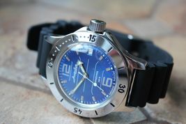 Russian Mechanical Automatic Wrist Watch Vostok Amphibian Diver 120696 - £98.86 GBP