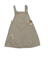 Gymboree Girls Bib Overall Jumper Dress Size 5 Floral Embroidered Beige - $29.99 CAD