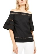 MSRP $110 Michael Kors Crochet Eyelet-Trim Top Black Size XS - $39.08
