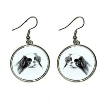 Japanese Chin, dog earrings tears, metal, dog jewelry, dog lovers gift - £9.61 GBP