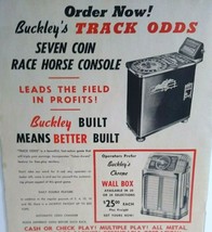Buckley Track Odds Horse Race Slot Machine 1948 Coin Machine Review Magazine AD - £41.82 GBP