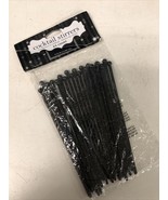 24 Ball Cocktail Stir Stirrer Black sparkle Swizzle Sticks 5.75” Drink B... - $4.54