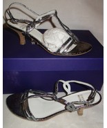 stuart weitzman esteem platino steel mini gator Sandals sz 36.5 US SZ 6 new - $74.97